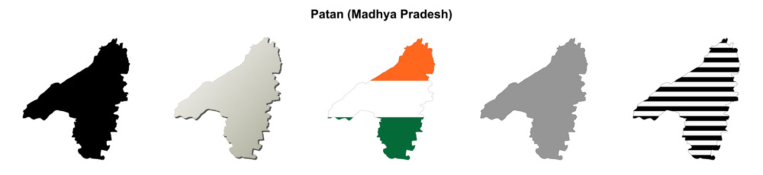 Patan (Madhya Pradesh) blank outline map set