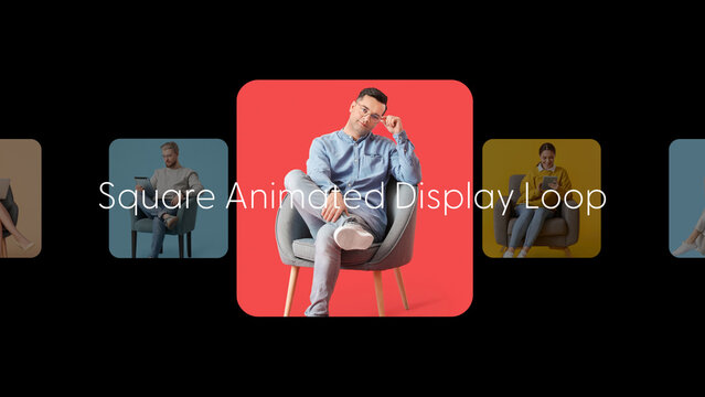 Square Animated Displays Loop &ndash; Seamless Square Display Animations, Multi Screen Video Panels and Looping Digital Screen Motion Graphics for Social Media and Promos