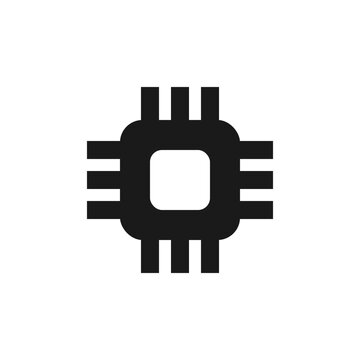 Modern cpu chip icon with clean copy space for tech branding and digital design