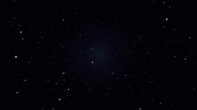 Abstract outer space background with glowing stars and tiny particles moving through the dark cosmic night sky