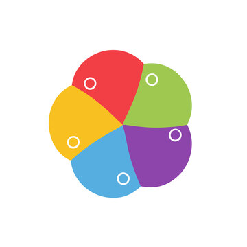 Colorful abstract graphic with five segments