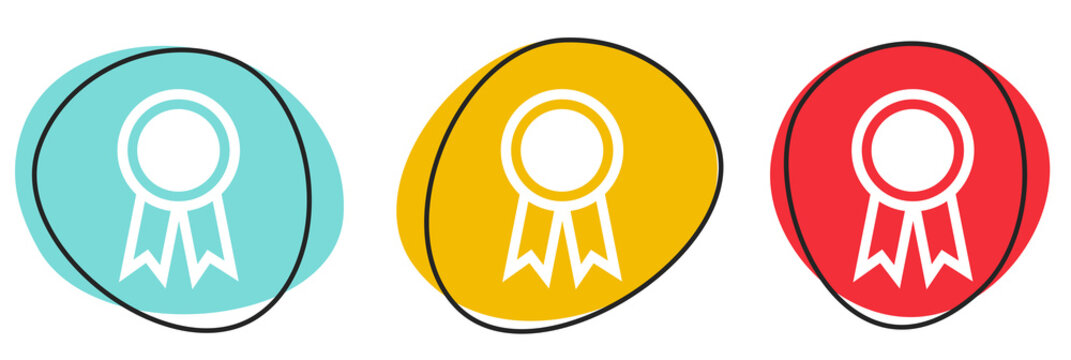 Button Banner Set mit 3 bunten Buttons: Orden oder Zertifikat