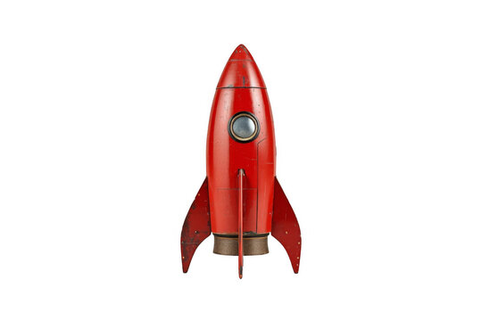 Red Retro Rocket with Silver Fins