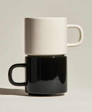 Tazas blanca sobe taza negra