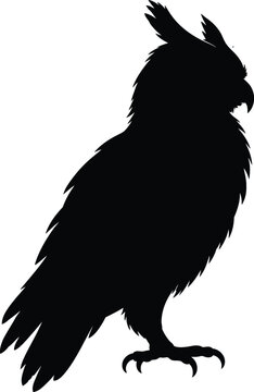 Rooster Silhouette Vector Illustration, Black Farm Bird with Feathers, Beak and Wings, Poultry Animal Symbol for Nature, Wildlife, Tattoo, Logo and Rustic Design