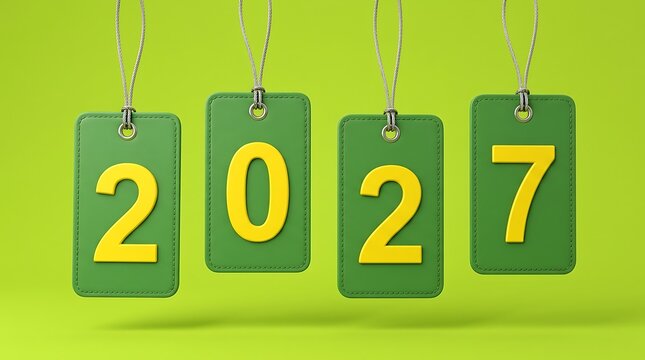 2027 New Year Celebration Green Tags