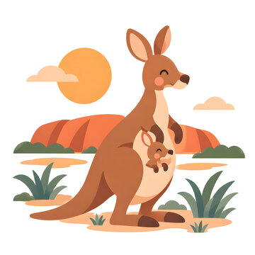 Kangaroo Family in the Outback