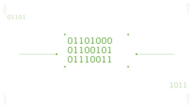 Green Binary Code Pixel Data Isolated on Transparent Background