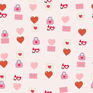 Hearts Gnomes Locks Envelopes Pattern