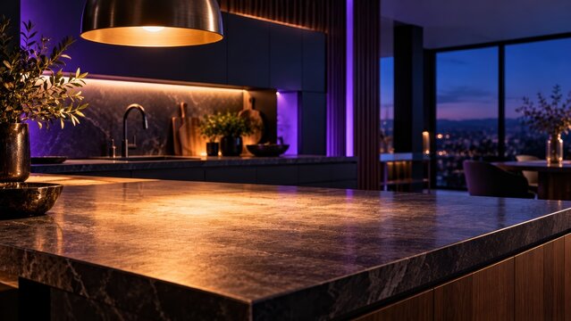 Luxury Kitchen Island with Empty Product Space for Cyber Monday Ads