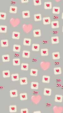 Seamless pattern with hearts and gnomes
