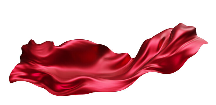Luxury wine red silk fabric flowing isolated on transparent background with copy space design for product display 3D render