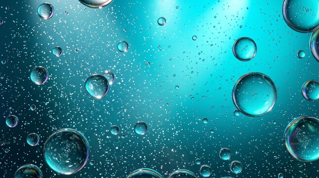 Macro Oil and Water Bubbles Gradient Background for Cosmetic and Medical Design