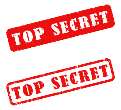 Top Secret Stamp Set with Confidential Security Labels In Red Color.