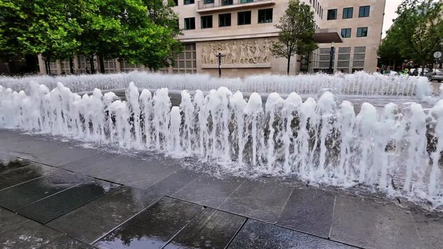Budapest Liberty Square Interactive Fountain with Water Jets, Hungary
