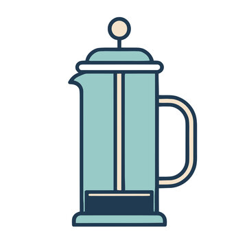 Teal French press coffee maker illustration