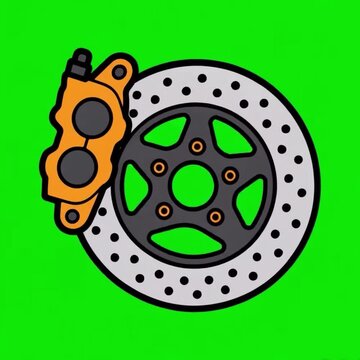 16K Looping Animated Car Brake Disc & Caliper Icon, Green Screen Background