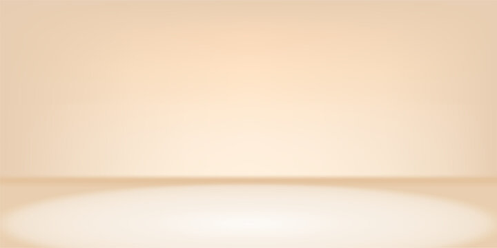 White studio background with light shadow on product podium, cream wall. 3d beige empty kitchen table gradient, floor for cosmetic scene. Soft display limbo of gold neutral interior, beauty platform