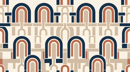 Obraz premium Abstract seamless pattern with repeating geometric arches and architectural