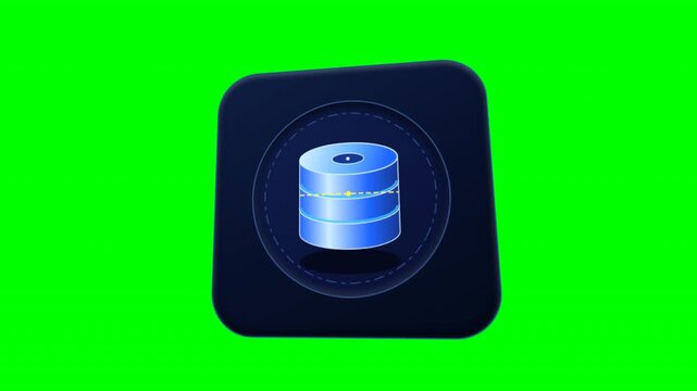 Database Cylinder Animation on Green Screen.