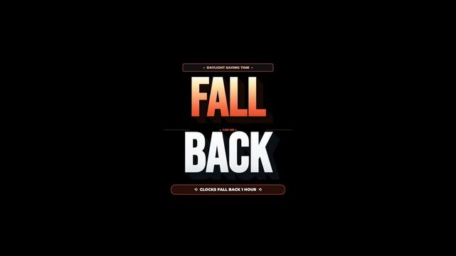 Daylight Saving Time Motion Graphic - Fall Back Concept | Clocks Set Back One Hour