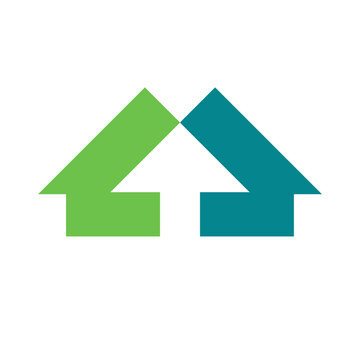 Real estate logo design with arrow and house shape for property business