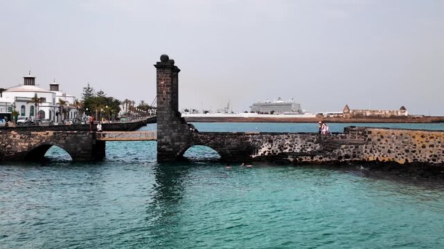 Stone Bridge Puente de las Bolas and Castillo de San Gabriel, Arrecife, Lanzarote