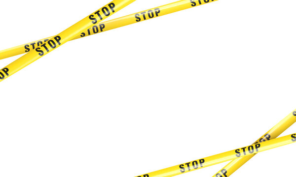 Yellow caution tape creating barrier 3d
