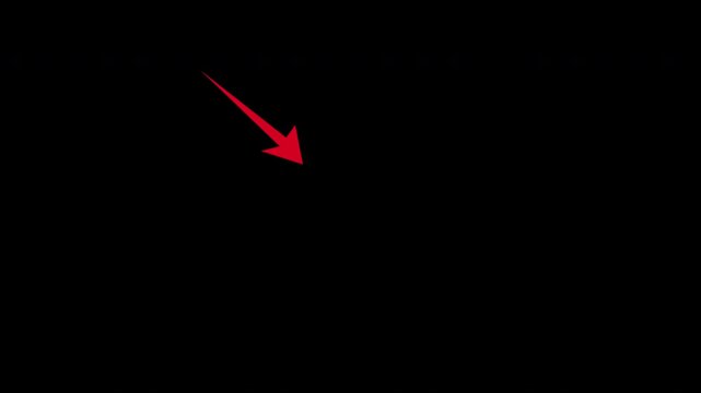 Animated red arrow pointing down on transparent background, simple directional arrow icon animation for video editing and visual emphasis