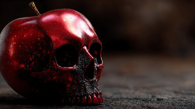 Poison Apple Skull Glossy Red Halloween Spooky Prop