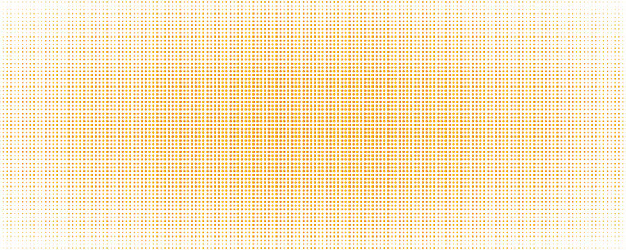 Yellow halftone pattern. Retro comic gradient background. Bright orange pixelated dotted texture overlay. vector Eps 10