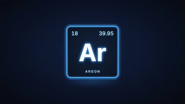 Argon chemical element periodic table tile with atomic number 18