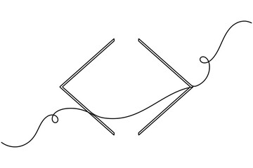 Obraz premium Structure angle bracket frame icon sign continuous one line drawing on white background minimalist single art elements for editor information and classical type symbol vector illustration