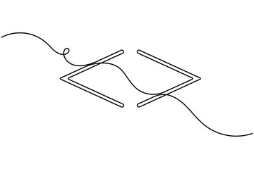 Obraz premium Structure angle bracket frame icon sign continuous one line drawing on white background minimalist single art elements for editor information and classical type symbol vector illustration