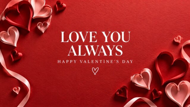 Love You Always With Hearts and Ribbons for Valentines Day