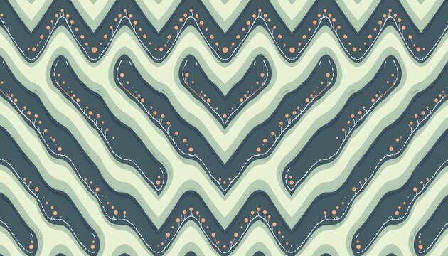 The image features a repeating zigzag pattern with alternating dark and light green tones, creating a dynamic and rhythmic visual effect