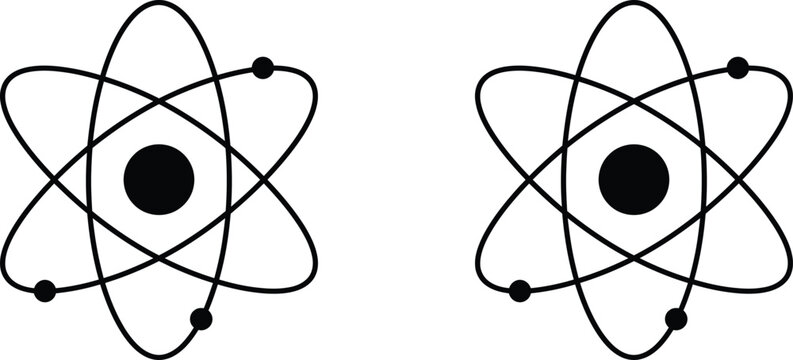 Scientific atomic structure icons representing nuclear physics and chemistry with science lab science research chemistry icon science vector