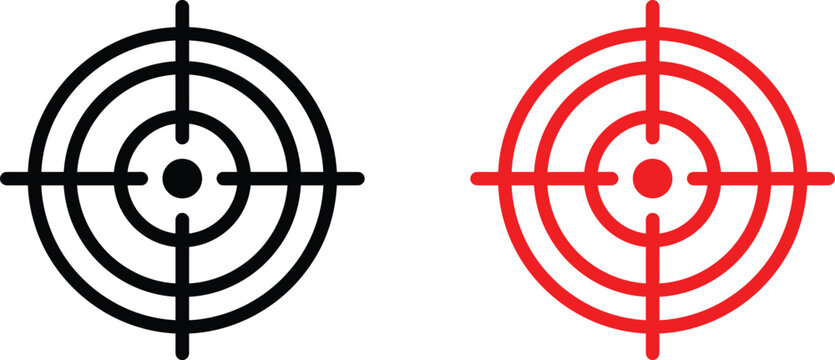 Black and red crosshair target scope icons for precision and aiming with gun sight target icon optical sight business target vector icon
