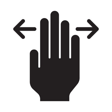 Three fingers horizontal pan swipe gesture icon