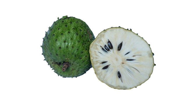 Sliced Fresh Soursop Fruit Isolated on Transparent Background