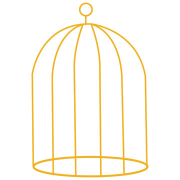 Golden bird cage vintage outline witch halloween decor enclosure vector illustration