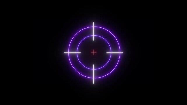 Glowing neon light target icon animation. Military training, Military target icon animation