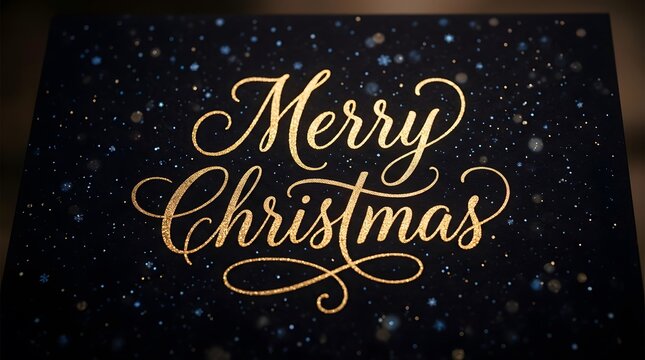 A beautiful and festive christmas greeting with elegant golden calligraphy on a dark background