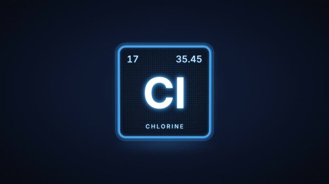 Chlorine chemical element periodic table tile with atomic number 17