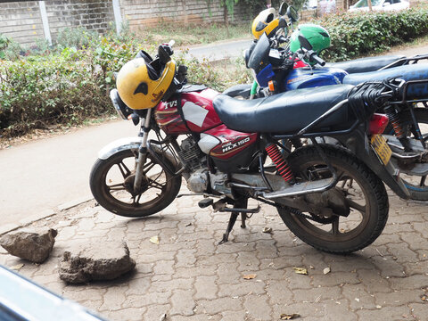 Red Motorcycle Used as Boda Boda in Kenya