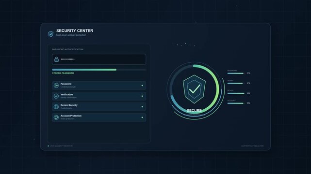 Cybersecurity dashboard interface displaying system security status