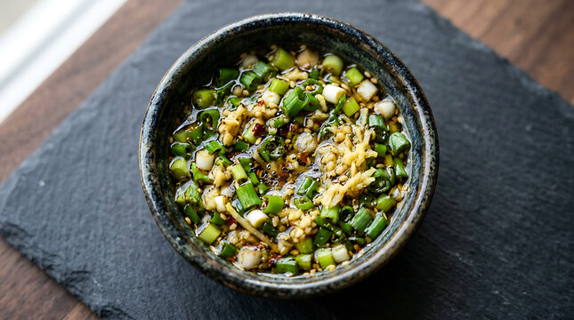 Savory Scallion Ginger Sauce in Bowl
