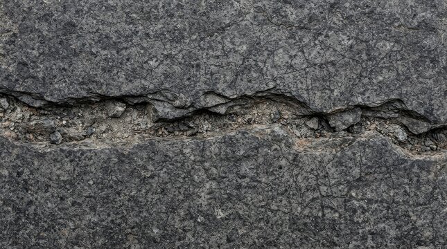 Close up of a cracked grey stone surface texture
