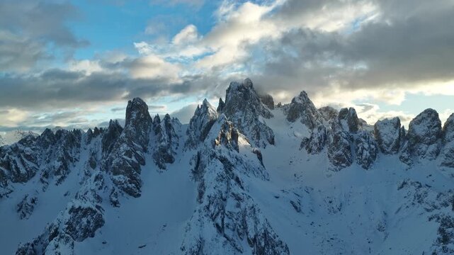 Beautiful Panorama of Dolomites Mountains During Winter