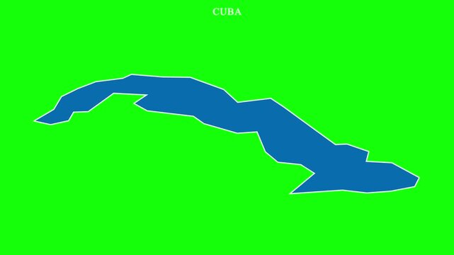 Cuba world map outline stroke to solid fill animation